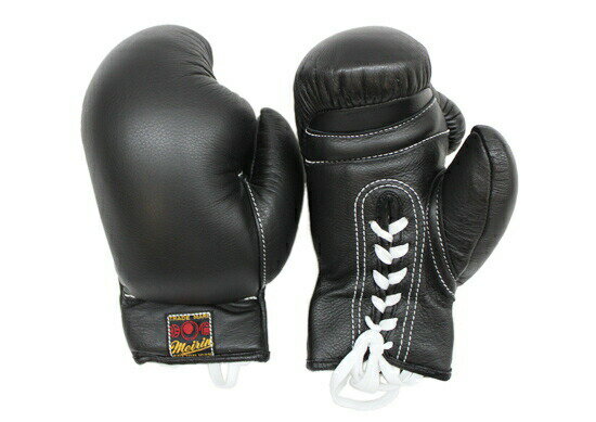 【直送品・大感謝価格】日本拳法防具 日本拳法グローブ(黒) 6オンス 少年用紐式 N-22 明倫産業