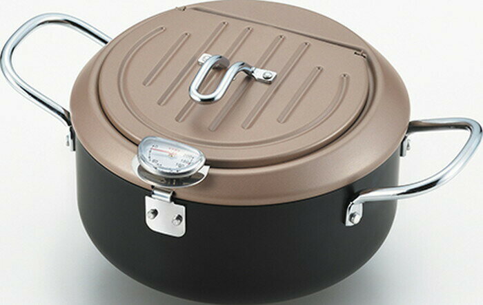 【直送品】食彩亭 バット蓋付天ぷら鍋20cm 310×226×136mm 1135g 満水容量260 ...