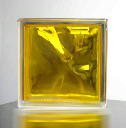 ガラスブロック（6個セット）190x190x95日本基準サイズ イエロー/黄色 インテリア 人気 おしゃれ アイ..