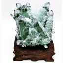 グリーン水晶 クラスター【返品キャンセル不可品】【ヘルシ価格】 天然水晶 グリーン 天然石 ベース付き インテリア 部屋飾り パワーストーン 開運祈願インテリア