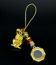 【ネコポス】八卦鏡幸せふくろうストラップ K13563【ヘルシ価格】アクセサリー ストラップ フクロウ 天然石 開運祈願 縁起