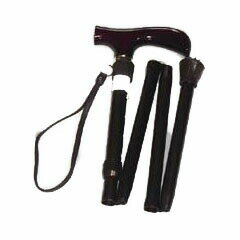 天然木グリップ 折りたたみステッキ 女性用アルミ製 携帯 便利 4段 折りたたみ式ステッキ 天然木グリッ..