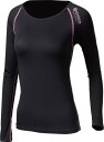 JW-539 BTアウトラスト ロングスリーブ クルーネックシャツ レディース 40.ブラック×ピンク S/M/L【返品キャンセル不可】防寒 保温 インナー シ...