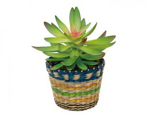 CTハノイバスケット ボーダーBL 420813603造花 フラワーアレンジ インテリアグリーン CT触媒加工