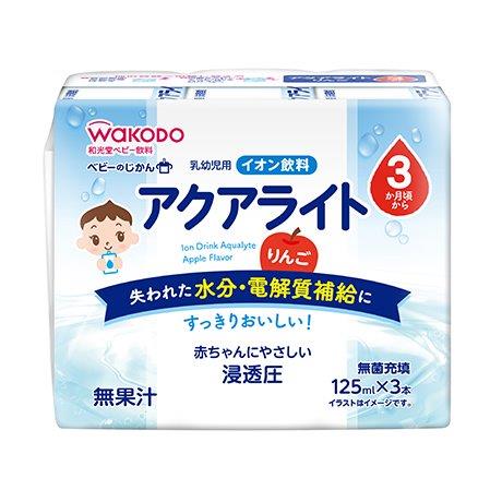 【直送品】【4個セット】ベビーのじかん アクアライト りんご 125ml×3本x4個セット【ヘルシ価格】 ベビー 食品 離乳食 ベビーフード ドリンク 電解質補給