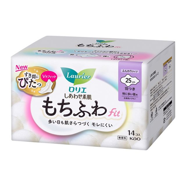 【2個セット】【医薬部外品】ロリエ しあわせ素肌 もちふわfit 特に多い昼用25cm 羽つき 14個x2個セッ..