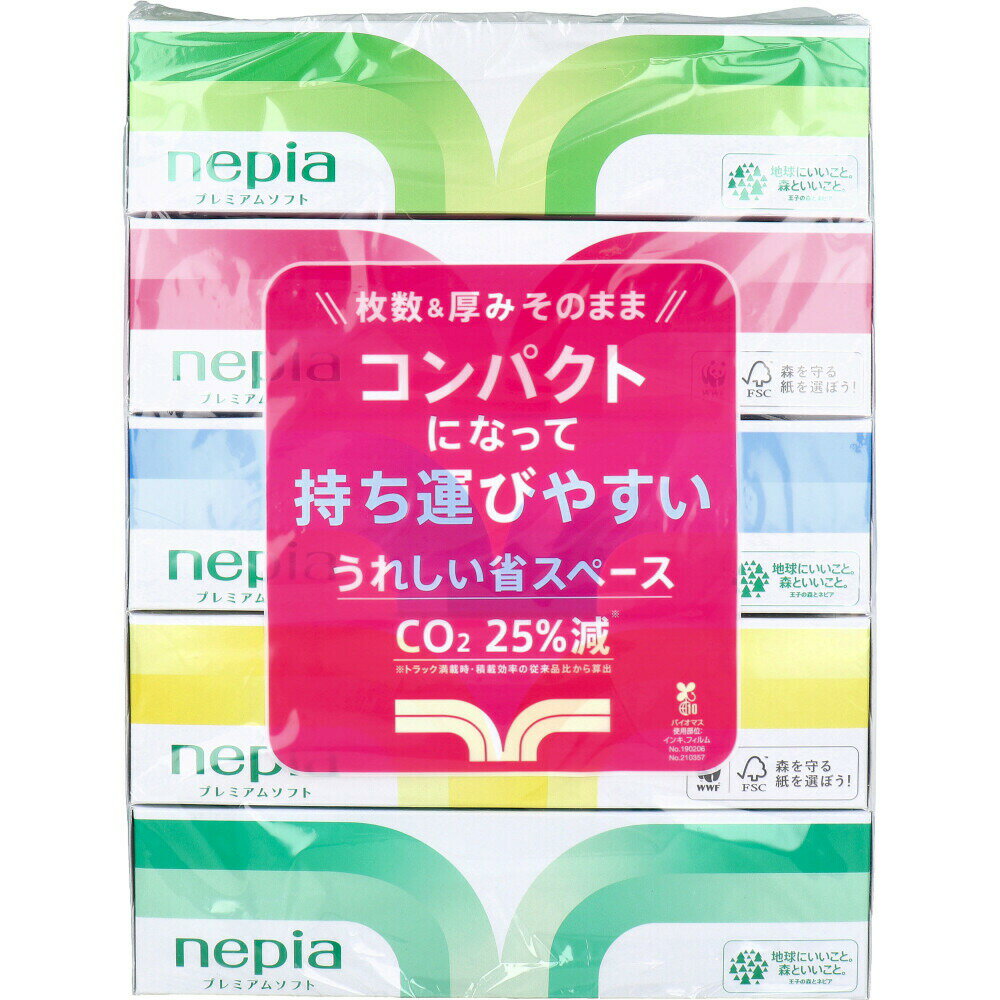【2個セット】ネピア プレミアムソフト ティシュ 360枚(180組)×5個パックx2個セット【楽天倉庫直送h】 ..