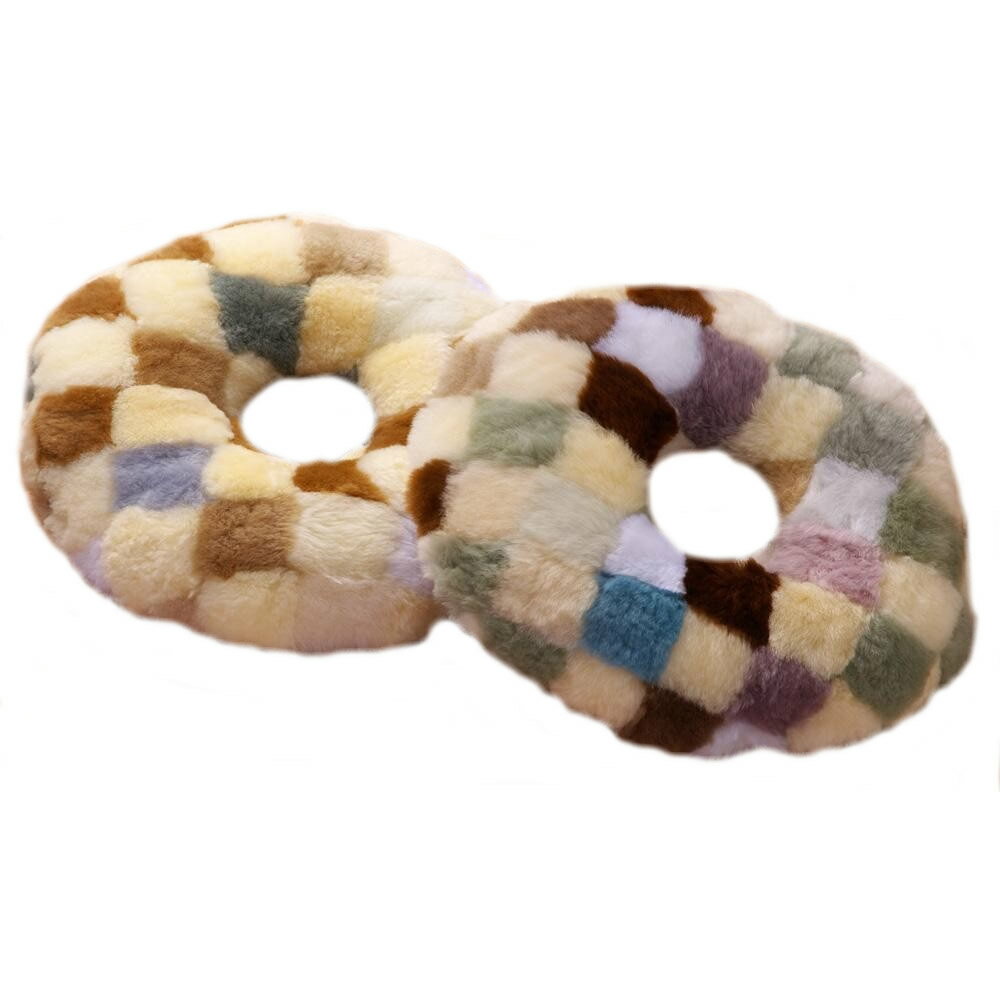 【直送品】ムートン円座クッション　パッチワークタイプ　丸40cm　2個組　DZLBC1M402【お寄せ品、返品..