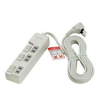3个口 - ELPA　ランプレススイッチ付きタップ3P3M　WLS-U33EB(W)【お寄せ品、返品キャンセル不可。欠品終売時連絡あり】