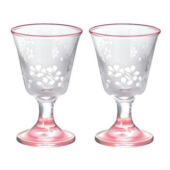 Shochu Glass - ガラス　台付冷酒　ペア　桜の舞　16-754-5【お寄せ品、返品キャンセル不可。欠品終売時連絡あり】