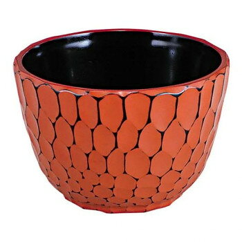 福井クラフト　木彫亀甲丼 柿朱内黒 21409090【お寄せ品、返品キャンセル不可。欠品終売時連絡あり】