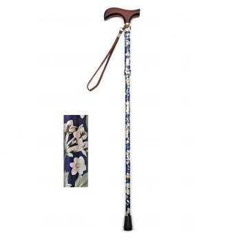 ウェルファン 夢ライフステッキ 柄杖折りたたみ伸縮型 花ネイビー 009715【お寄せ品、返品キャンセル不可。欠品終売時連絡あり】