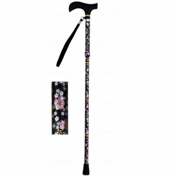 ウェルファン 夢ライフステッキ 柄杖折りたたみ伸縮型 桜ブラック 009715 009715【お寄せ品、返品キャ..