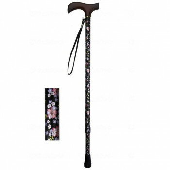 ウェルファン 夢ライフステッキ 柄杖伸縮型(スリムタイプ) 桜ブラック 009714【お寄せ品、返品キャンセル不可。欠品終売時連絡あり】