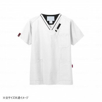 フォーク スクラブ ホワイト×ブラック 4L 7042SC-1 975605【お寄せ品、返品キャンセル不可。欠品終売時..