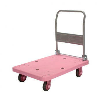 【直送品】静音台車　ハンドル折りたたみ式　最大積載量300kg　PLA300-DX　ピンク【お寄せ品、返品キャンセル不可。欠品終売時連絡あり】