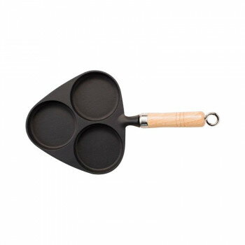 【直送品】岩鋳　南部鉄器　目玉焼き3ヶ焼き(木柄付) 24018【お寄せ品、返品キャンセル不可。欠品終売時連絡あり】
