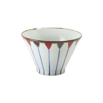 14254 波佐見焼 568碗(ゴロハチ碗) 二色錆十草 赤【割引不可・返品キャンセル不可】