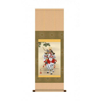 端午の節句(子どもの日)掛軸 長江桂舟「白馬武者」・F6-060【お寄せ品、返品キャンセル不可。欠品終売時連絡あり】