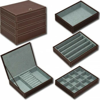 ユーパワー 4段ジュエリーボックス ブラウン YB-05002【お寄せ品、返品キャンセル不可。欠品終売時連絡あり】