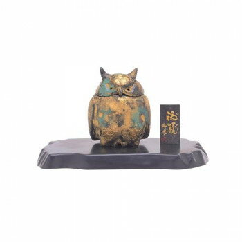 Buddhist Instruments - 日本香堂 香炉 福籠(梟)敷台付(鉄製) 高岡銅器 79706【お寄せ品、返品キャンセル不可。欠品終売時連絡あり】