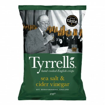 【直送品】Tyrrell's ティレル ポテトチップス シーソルト＆サイダービネガー 40g 12入 輸入菓子【お寄せ品、返品キャンセル不可。欠品終売時連絡あり】