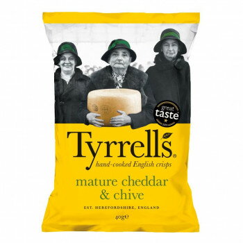 【直送品】Tyrrell's ティレル ポテトチップス チェダー＆チャイブ 40g 12入 輸入菓子【お寄せ品、返品キャンセル不可。欠品終売時連絡あり】
