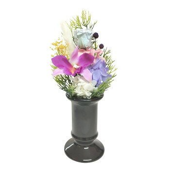 Flowers For Buddha - お供え用　ミニ仏花　プリザーブドフラワー　花器付き　陽葵(ひまり)　ブルー　C34950【お寄せ品、返品キャンセル不可。欠品終売時連絡あり】