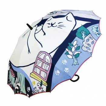 藤田屋 一枚張り婦人長傘 da mon de 60cm 夢のにゃか DA-2374【お寄せ品、返品キャンセル不可。欠品終売時連絡あり】