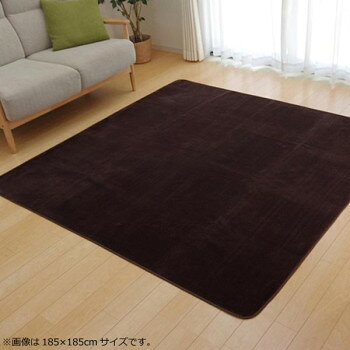 【直送品】ラグ カーペット 『ピオニー』 ブラウン 約185×185cm (ホットカーペット...