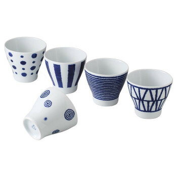 西海陶器 波佐見焼 藍玉　カップ揃(5点セット) 19864【お寄せ品、返品キャンセル不可。欠品終売時連絡あり】