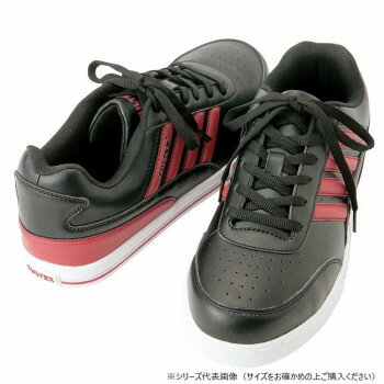 アイトス 51627 セーフティシューズ(4本ライン)(男女兼用) ブラック×レッド 22.5cm【お寄せ品、返品キ..
