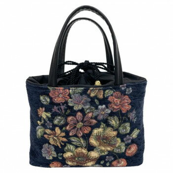 優美社 6019-00 ゴブラン織（ごぶらんおり） ハンドバッグ ネイビー【お寄せ品、返品キャンセル不可。欠品終売時連絡あり】