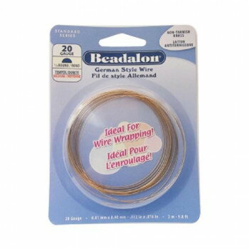 【メール便】 Beadalon(ビーダロン) ハーフラウンドワイヤー ノンターニッシュブラス 0.81mm×3m 20【お寄せ品、返品キャンセル不可。欠品終売時連絡あり】