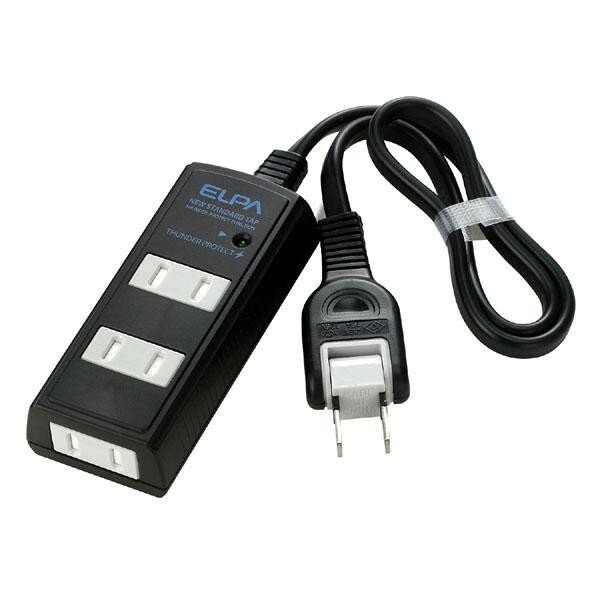 ELPA(エルパ) 耐雷サージ機能付コード付タップ 3個口 3m ブラック WBT-3030SBN(BK)【お寄せ品、返品キャンセル不可。欠品終売時連絡あり】