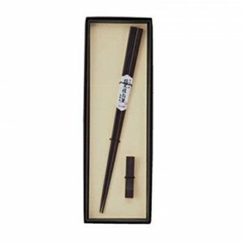 【メール便】 丸十　細角木箸 縞黒檀 23cm 箸置付 折箱入 6K22-11【お寄せ品、返品キャンセル不可。欠品終売時連絡あり】