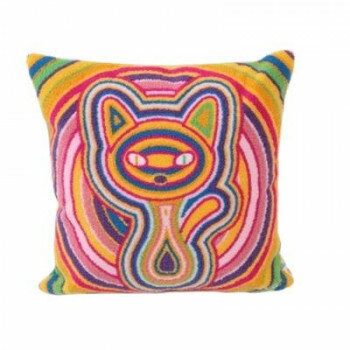 gnocco(ニョッコ) さがら刺繍クッション グリーン 猫 約41×41cm CU21-CT-2GR【お寄せ品、返品キャンセ..