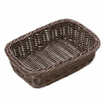 萬洋(まんよう) 樹脂バスケット角型(こげ茶)ステンレス枠付 91-077C【お寄せ品、返品キャンセル不可。欠品終売時連絡あり】
