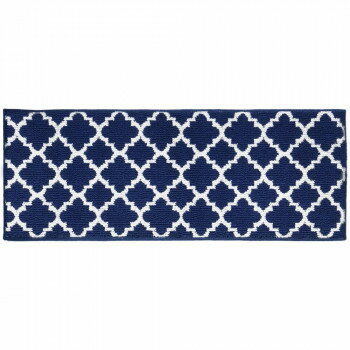 【メーカー直送（大型）】カキウチ モロッカン キッチンマット120cm ネイビー 45×120cm【お寄せ品、返品キャンセル不可。欠品終売時連絡あり】
