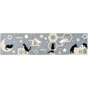 【メーカー直送（大型）】カキウチ キャットストリート インテリアマット45×180cm グレー 45×180cm【お寄せ品、返品キャンセル不可。欠品終売時連絡あり】