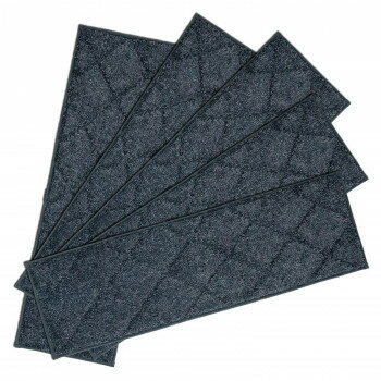 【メーカー直送（大型）】カキウチ ふわピタ階段マット ワイド 5枚入 ネイビー 22×70cm【お寄せ品、返..