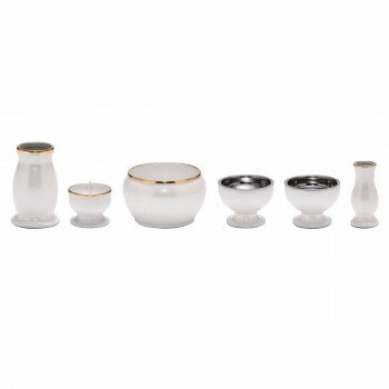 ステージ用 真鍮製 6点セット 香炉/2.0寸 ルミエール/パールホワイト 32O720Y100064【お寄せ品、返品キャンセル不可。欠品終売時連絡あり】