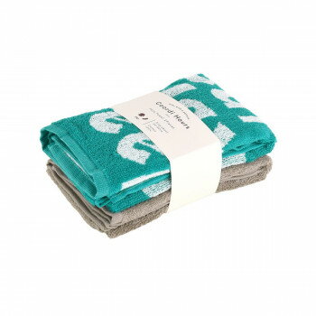 Coordi Hours フェイスタオル2枚組 グリーン・チャコールグレー CDZG-03-(12)【お寄せ品、返品キャンセル不可。欠品終売時連絡あり】