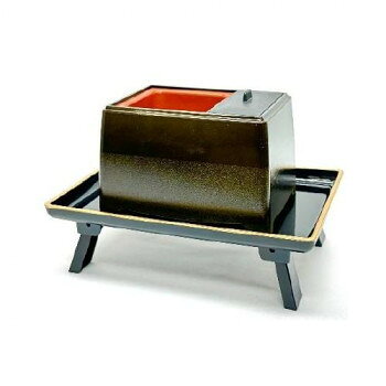 【直送品】すずらん香炉足付膳セット(御香セット付き) セピアx黒(フチ金) 無地【お寄せ品、返品キャンセル不可。欠品終売時連絡あり】
