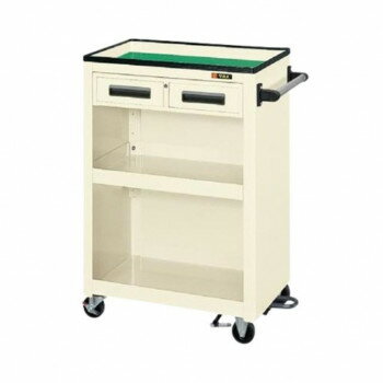 【直送品】サカエ パネルワゴン 天板皿型 引出し フットブレーキ付 アイボリー PMW-5CBRI【お寄せ品、返品キャンセル不可。欠品終売時連絡あり】