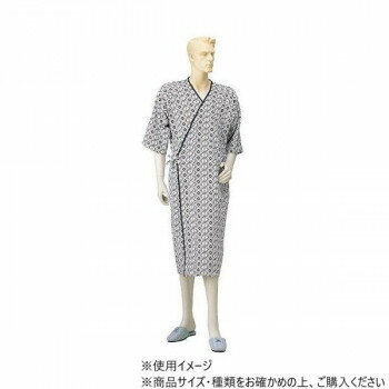 神戸生絲 紳士ガーゼ合わせ(ラグラン袖・湯上り)M NO31 コン 幾何柄【お寄せ品、返品キャンセル不可。欠品終売時連絡あり】