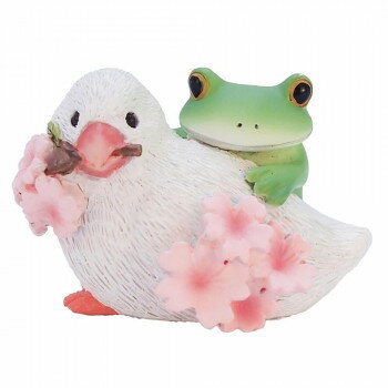 ティーライフ コポー 置物 桜文鳥とカエル 621536【お寄せ品、返品キャンセル不可。欠品終売時連絡あり】