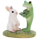 ティーライフ コポー 置物 幸せクローバーカエルとうさぎ 621540【お寄せ品、返品キャンセル不可。欠品終売時連絡あり】