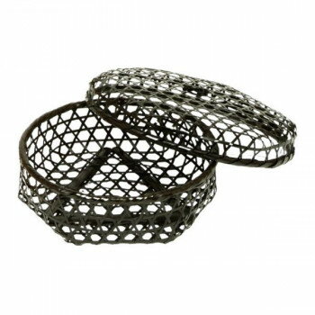 萬洋(まんよう) 染竹ボンボン篭 21-658【お寄せ品、返品キャンセル不可。欠品終売時連絡あり】