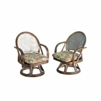 【直送品】今枝商店 Romantic Rattan 籐回転座椅子2脚組 ハイタイプ TK35【お寄せ品、返品キャンセル不可。欠品終売時連絡あり】